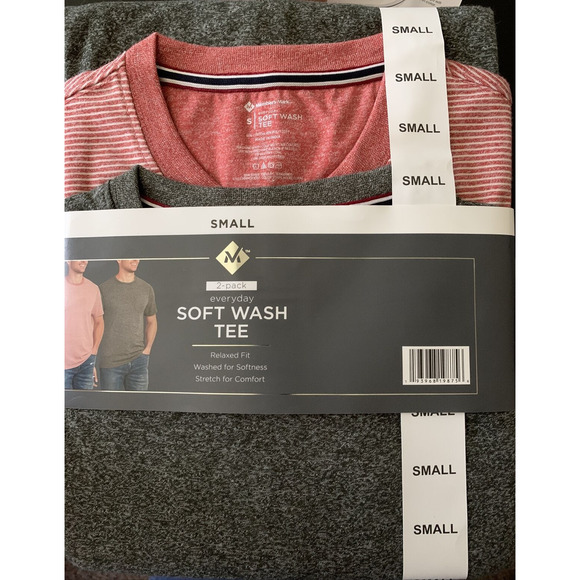 Member's Mark Men's 2Pack Everyday Soft Wash Tee Red/Gray Size S NEW - Picture 6 of 8